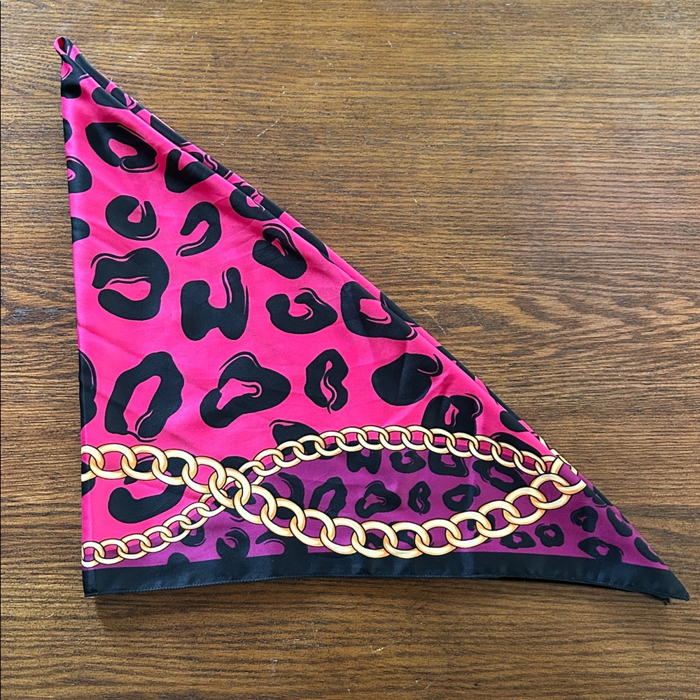 H&M Pink and Black Leopard Print Scarf - Picture 3 of 3